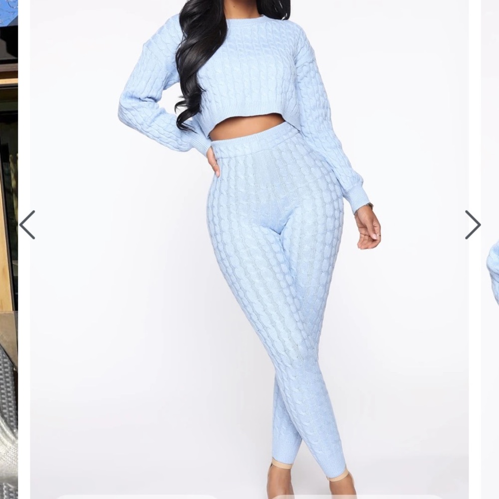 Fashion Nova Winter Blue Knitted Set